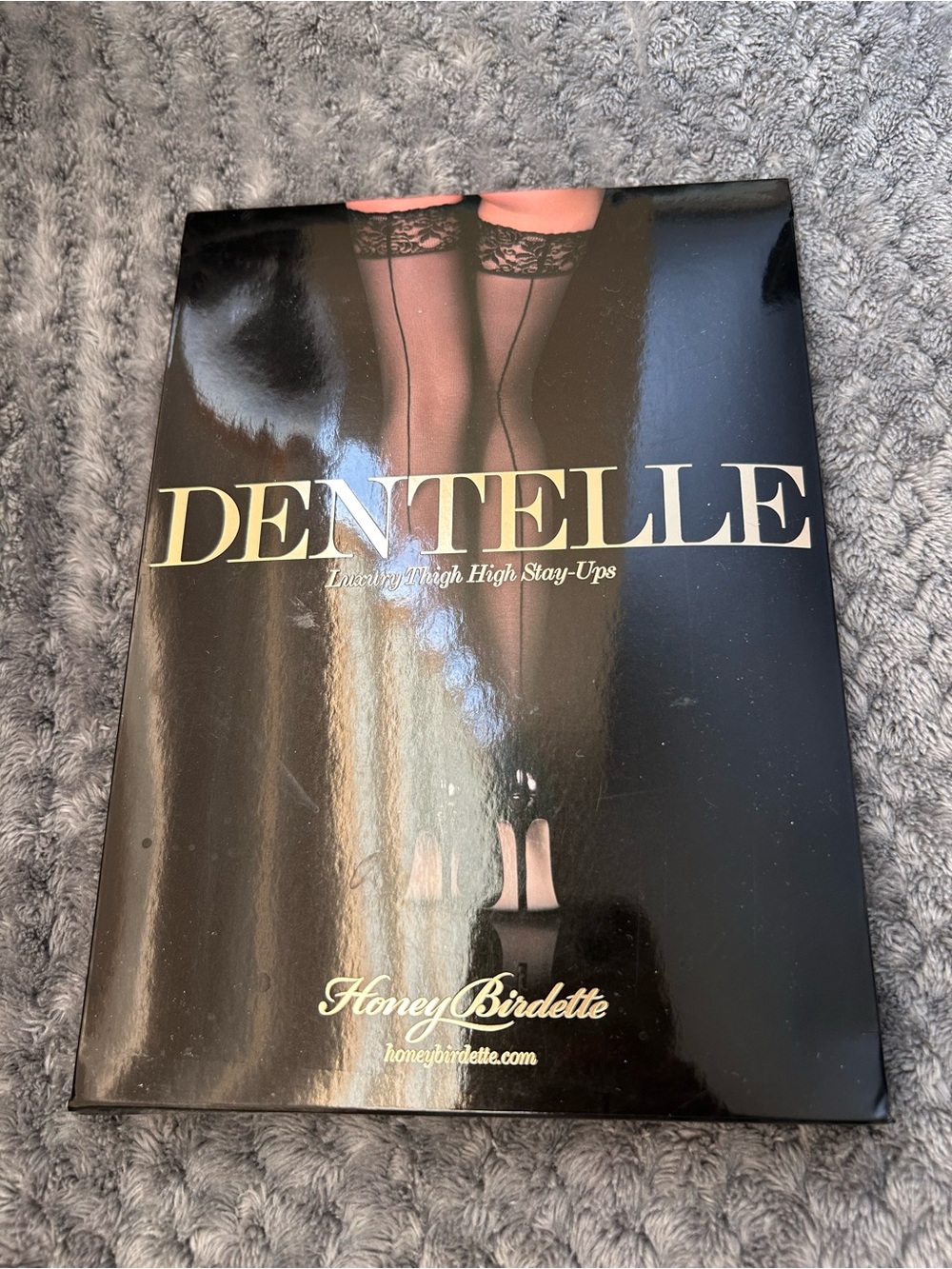 Honey Birdette Black Lace-Top Sheer Stay-Ups Tights Stockings